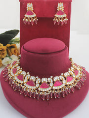 Pranshi Necklace Set-Hot Pink