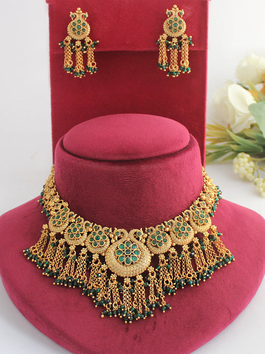 Aayushi Necklace Set-Green