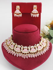 Pranshi Necklace Set-Pastel Pink