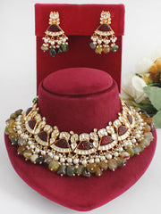 Pranshi Necklace Set-Maroon