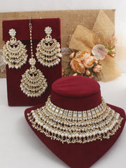 Navdha Necklace Set - White