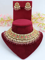Ridhima Necklace Set-Hot Pink 