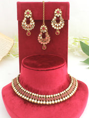 Rupal Necklace Set-Hot Pink 