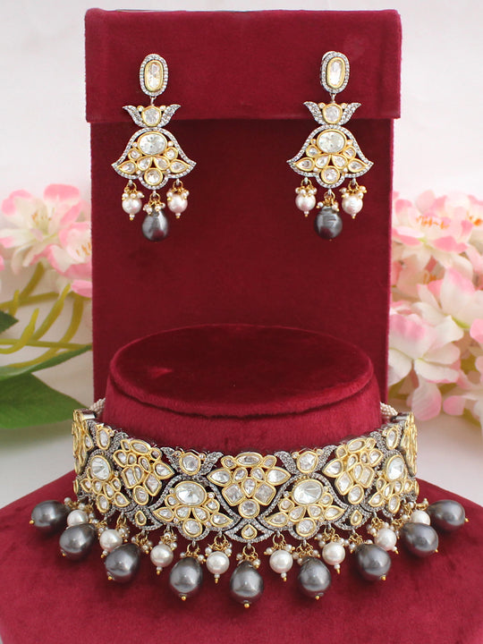 Assam Necklace Set-Grey