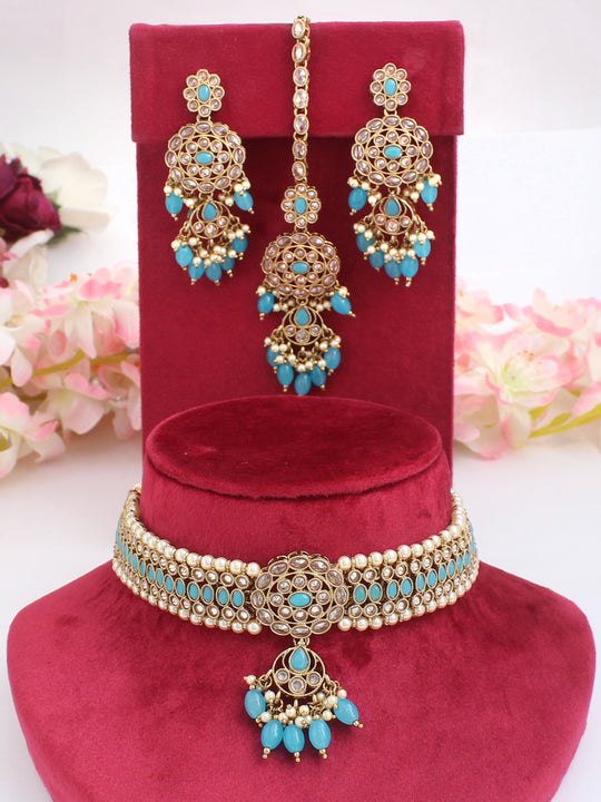 Revti Necklace Set-Turquoise