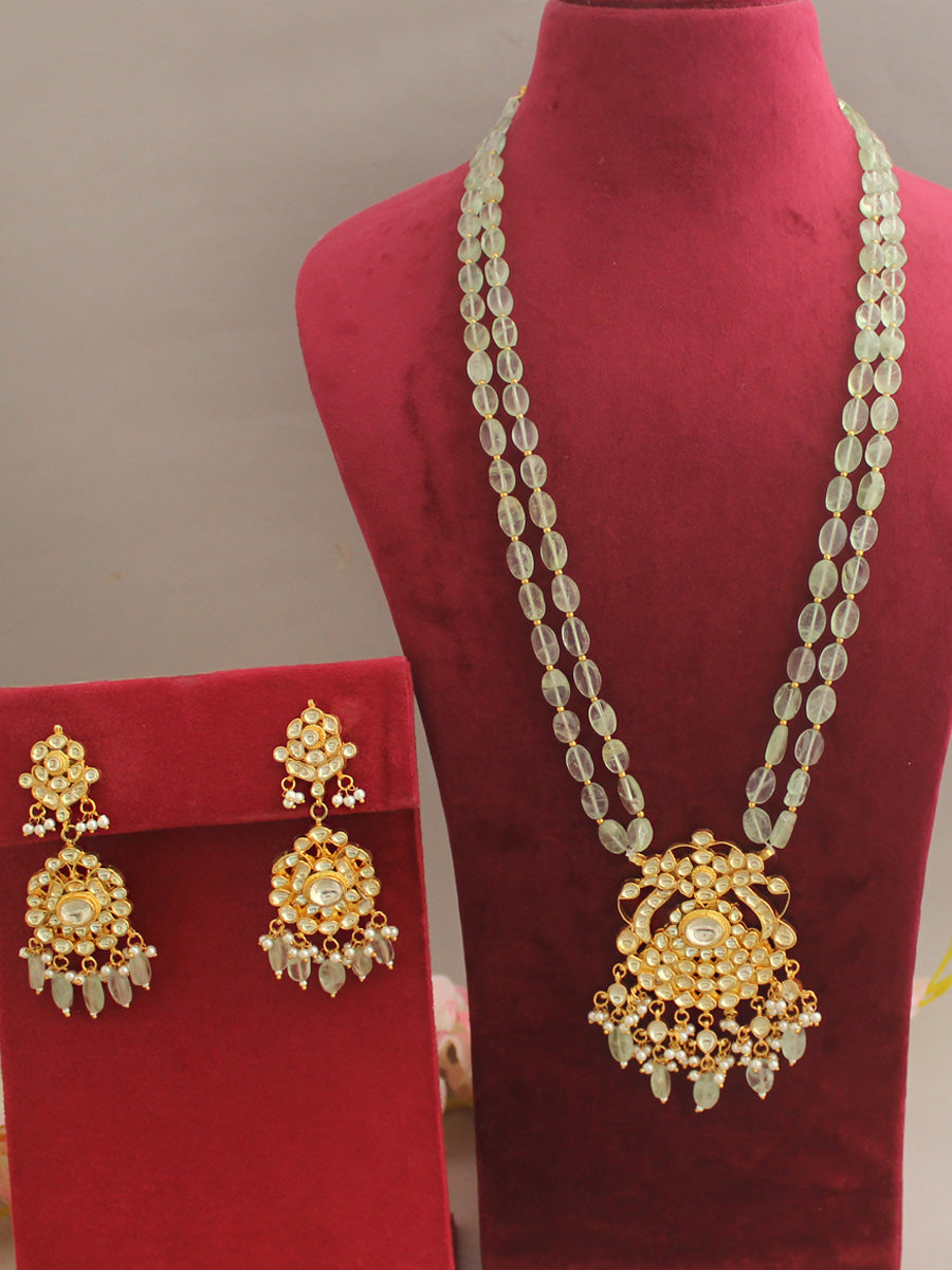 Pragya Long Necklace Set-Mint Green