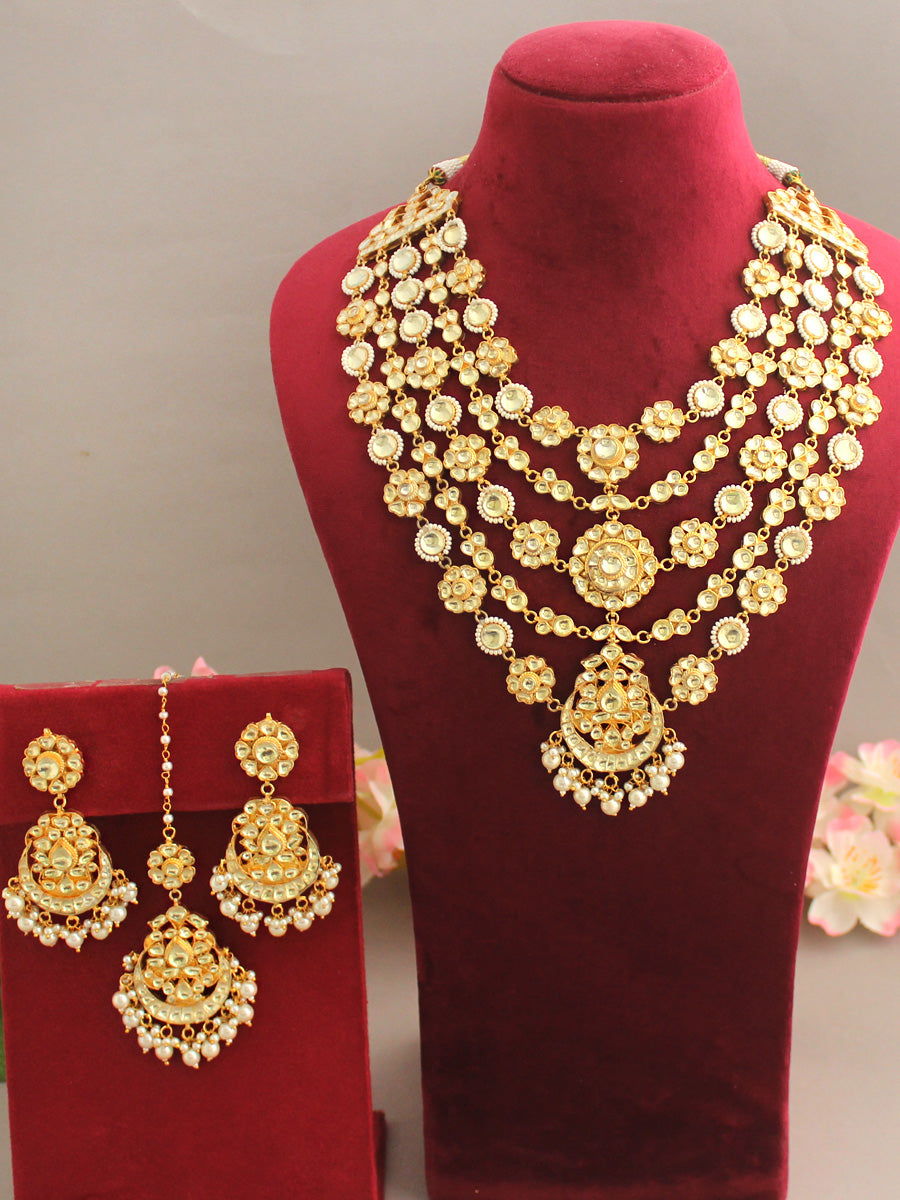 Shloka Layered Necklace Set-Golden 