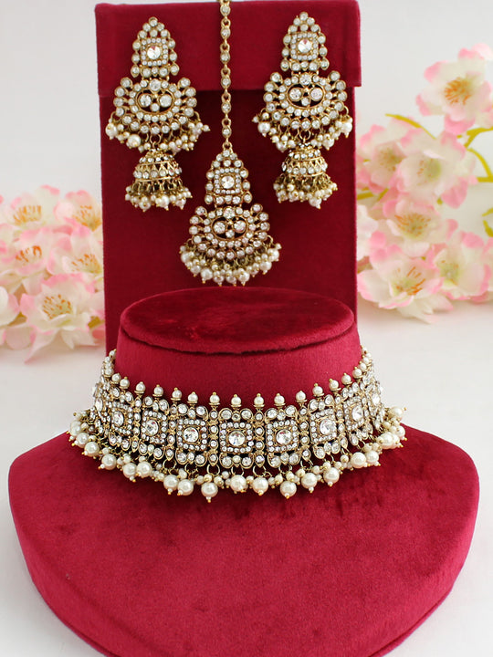 Ekta Necklace set-White'