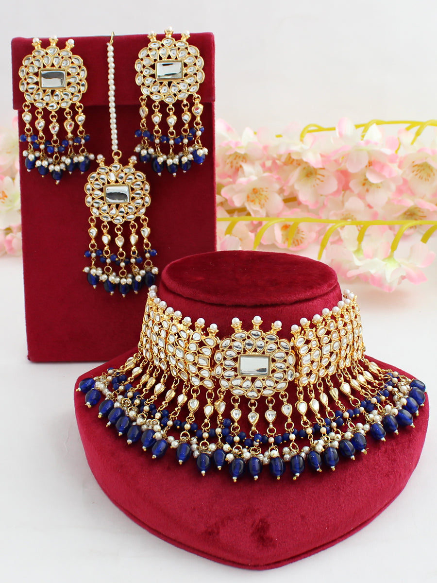 Simran Necklace Set-Blue
