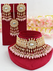 Simran Necklace Set-Pastel Pink