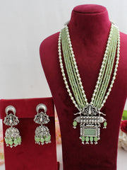 Sumbul Long Necklace Set-Mint Green