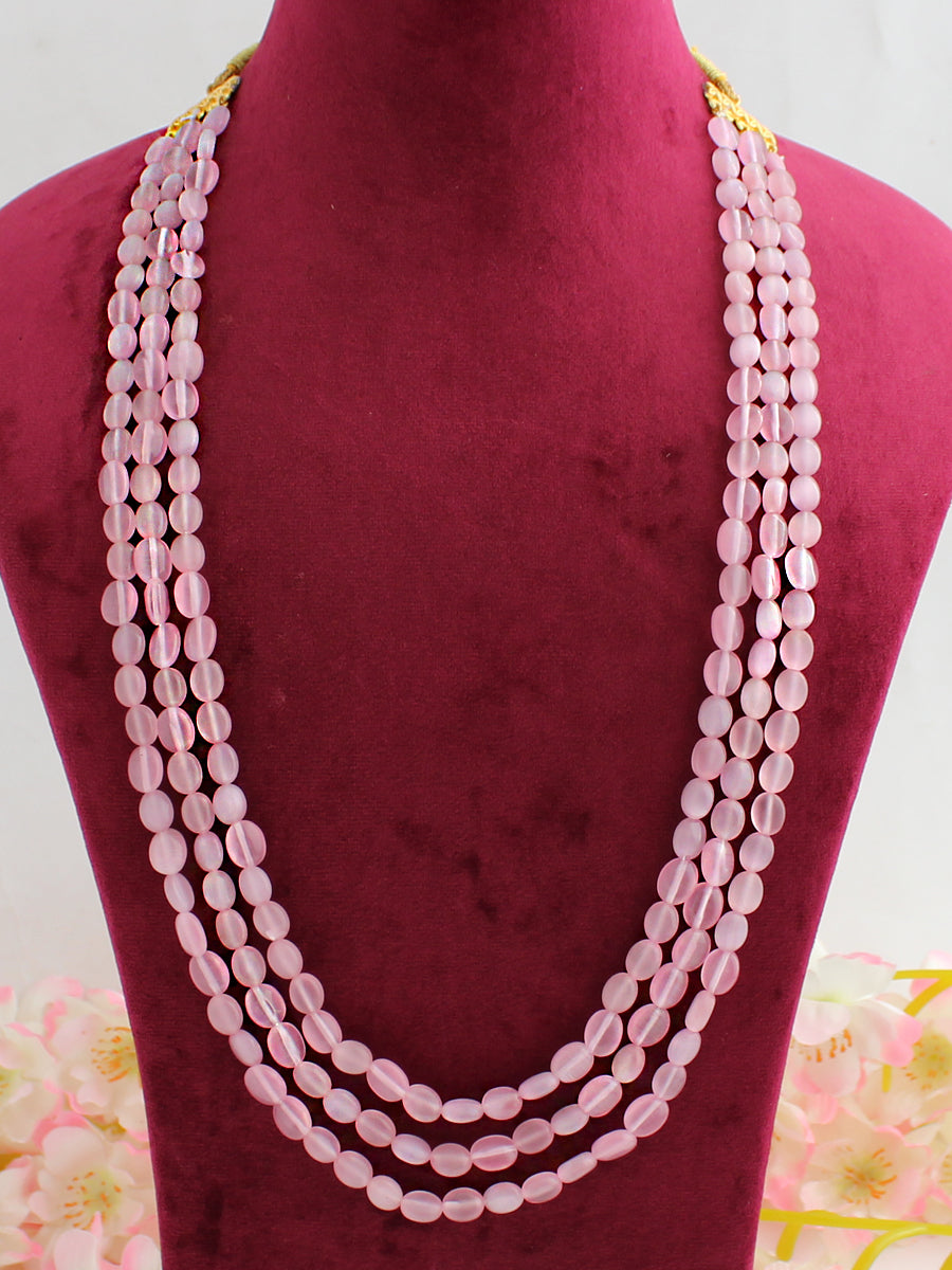 Kartik Layered Necklace-Pastel Pink