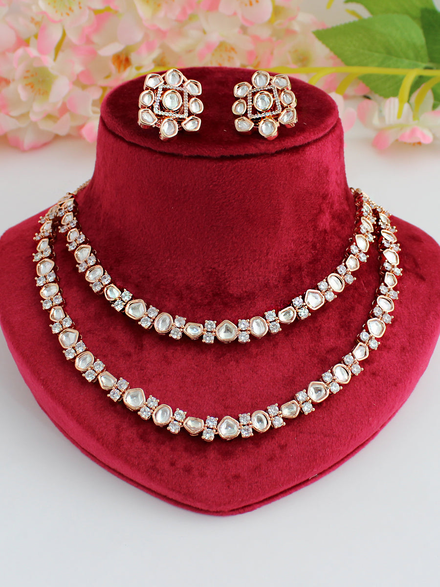 Shayna Layered Necklace Set-Rose Gold