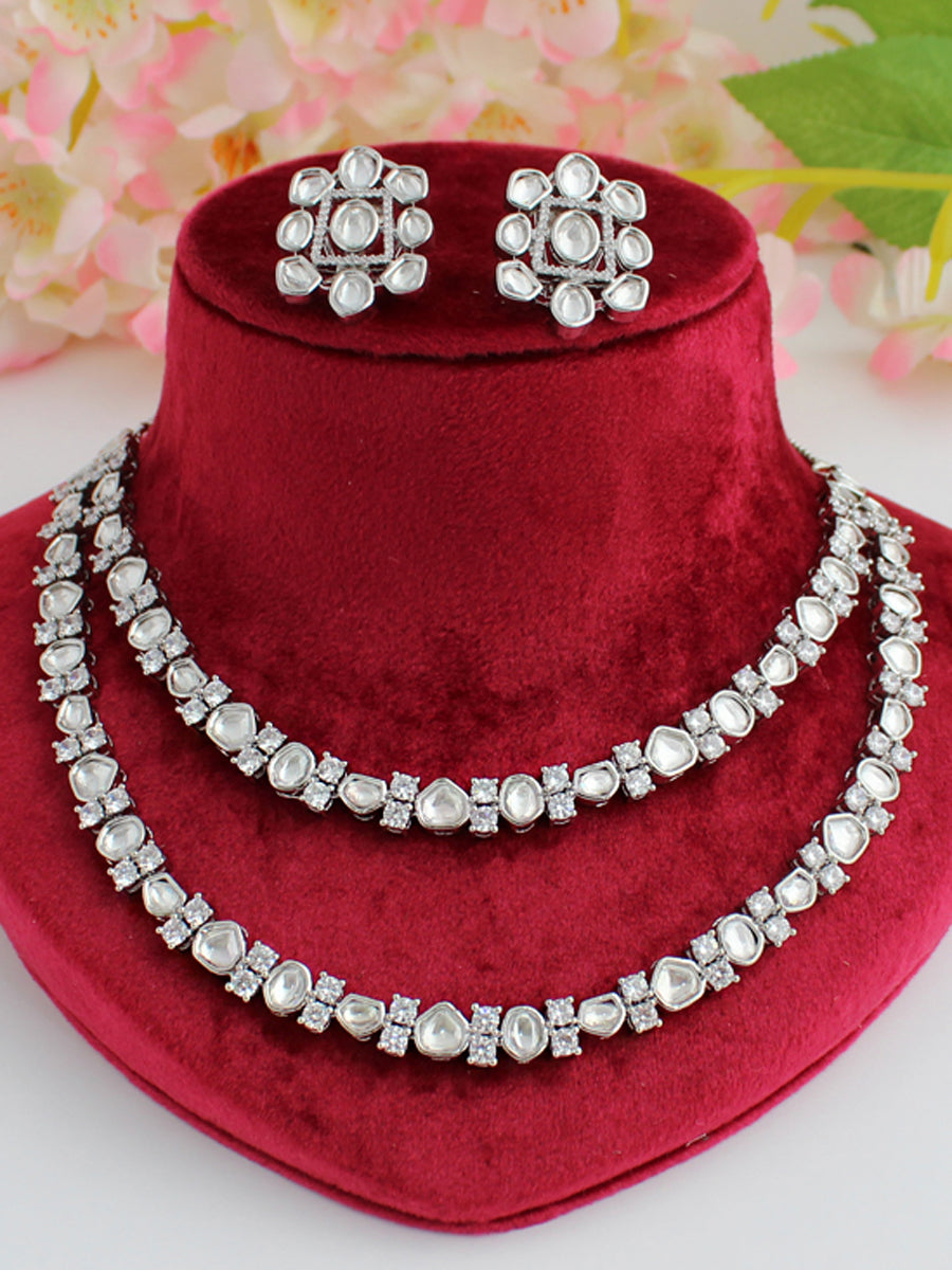 Shayna Layered Necklace Set-Silver