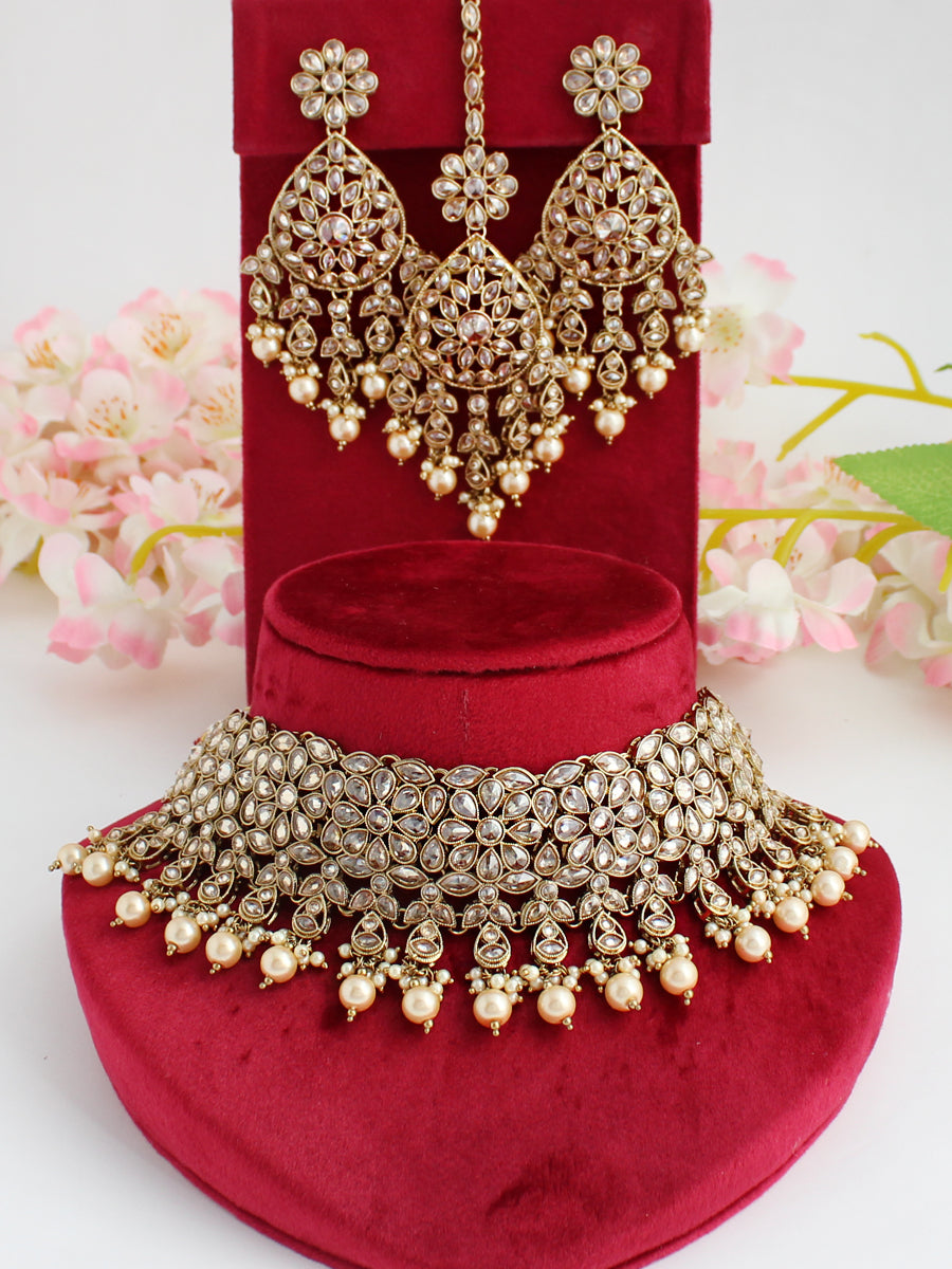 Sonali Necklace Set-Golden