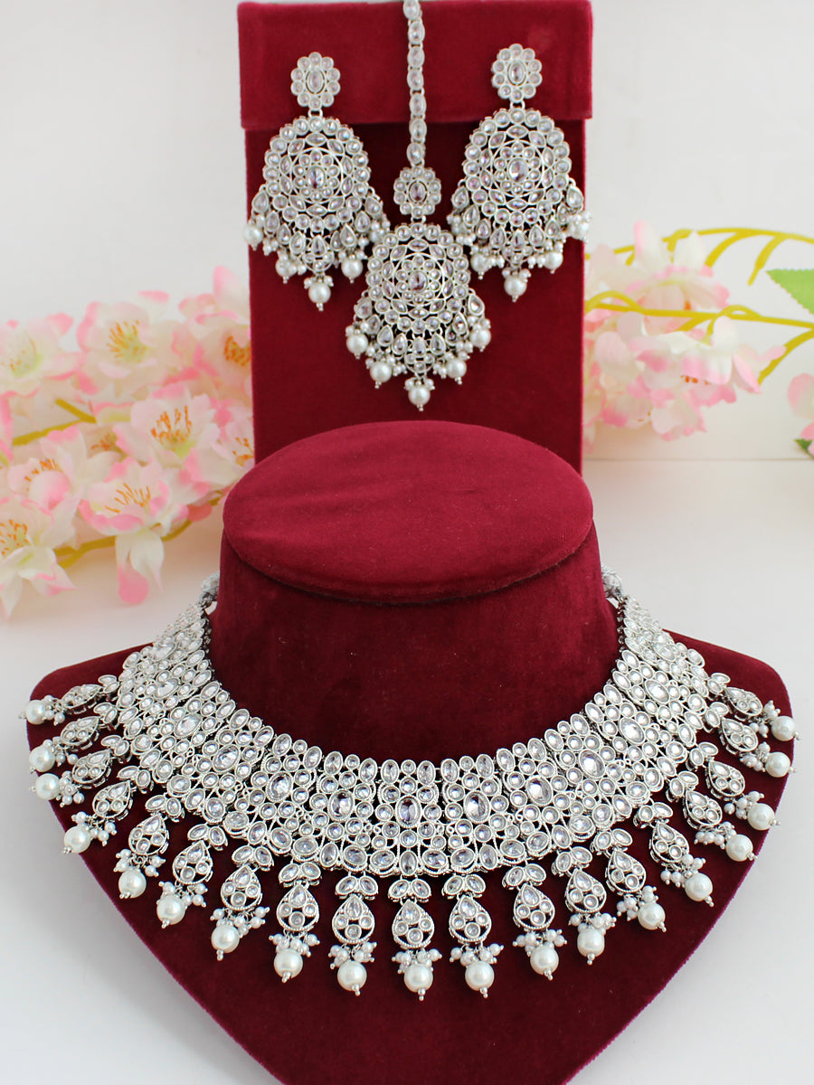 Nivanshi Necklace Set-Silver