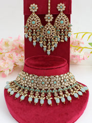 Sonali Necklace Set--Golden/pastel Blue