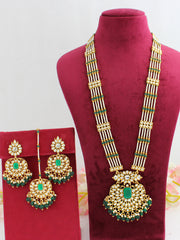 Madiha Long / Ranihaar Necklace Set-Green