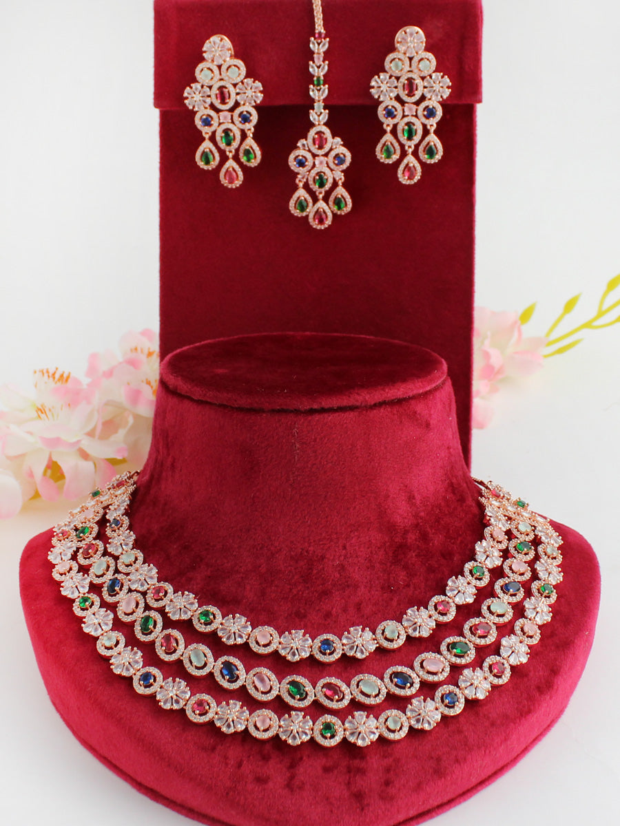 Shanaya Layered Necklace Set-Multicolor