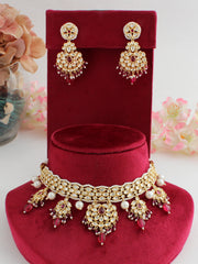 Pathankot Choker Necklace Set-Hot Pink