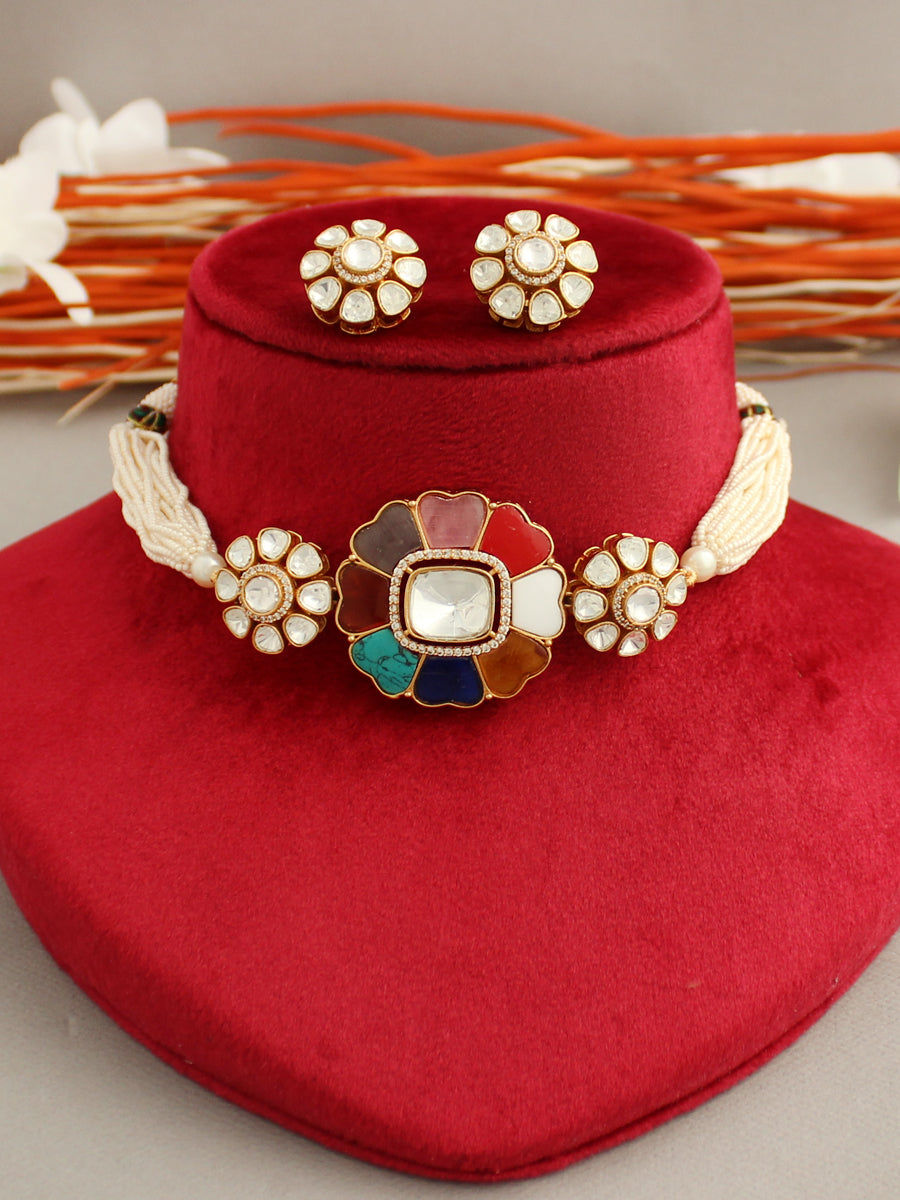 Patiala Choker Necklace Set-Multicolor