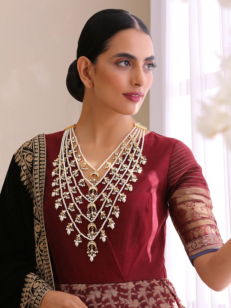Mehar Layered Necklace-Pearl