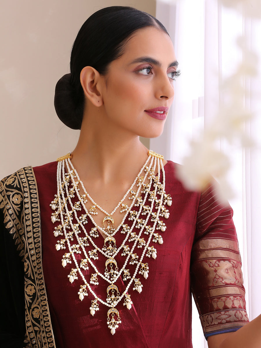Mehar Layered Necklace-Pearl
