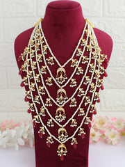Mehar Layered Necklace-Maroon
