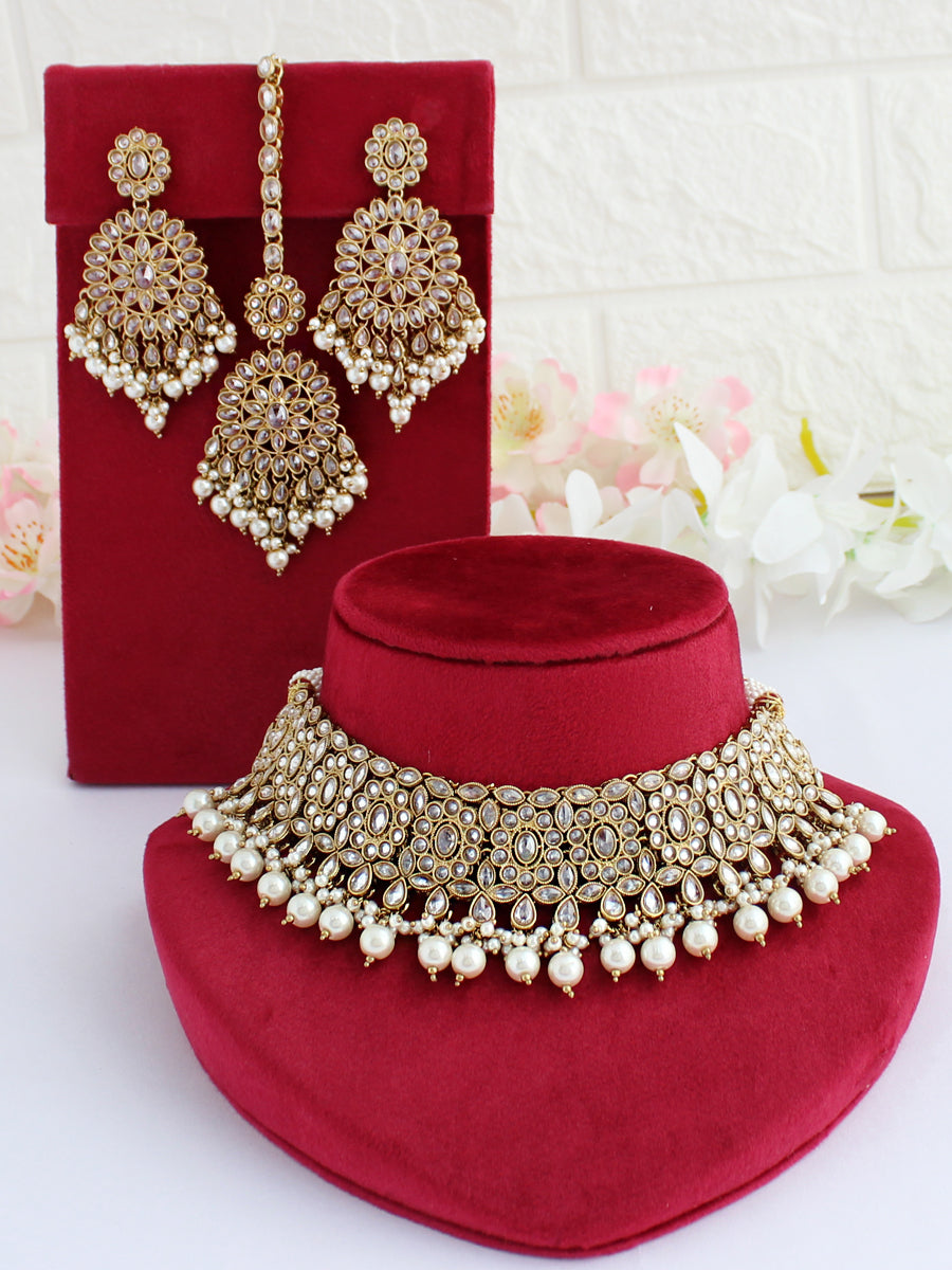 Shahin Necklace Set-White
