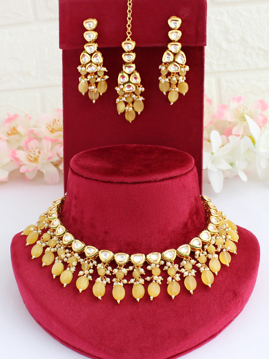 Bhavya Necklace Set-Yellow