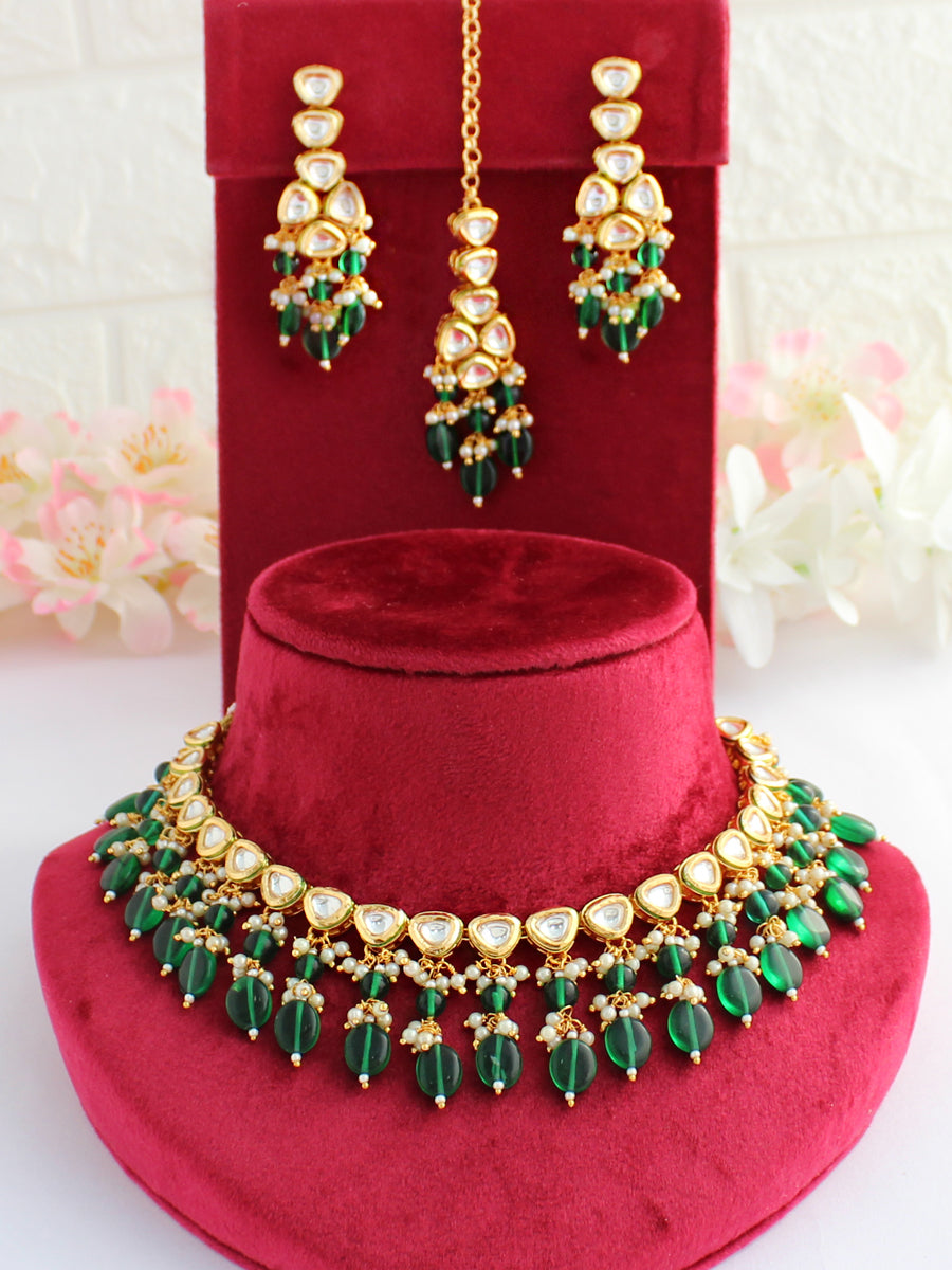 Bhavya Necklace Set-Green