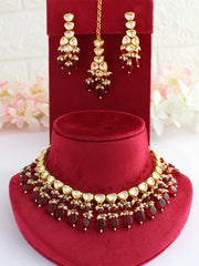 Bhavya Necklace Set-Maroon