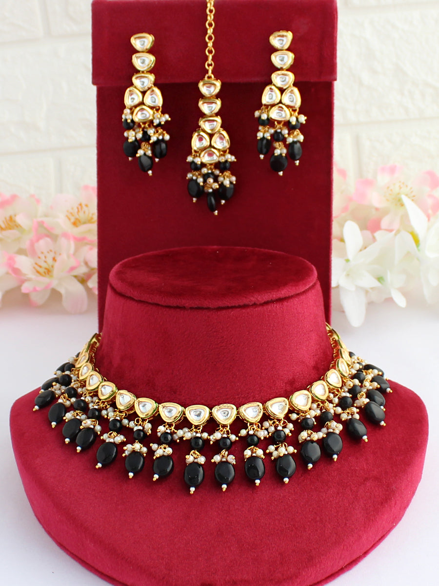 Bhavya Necklace Set-Black