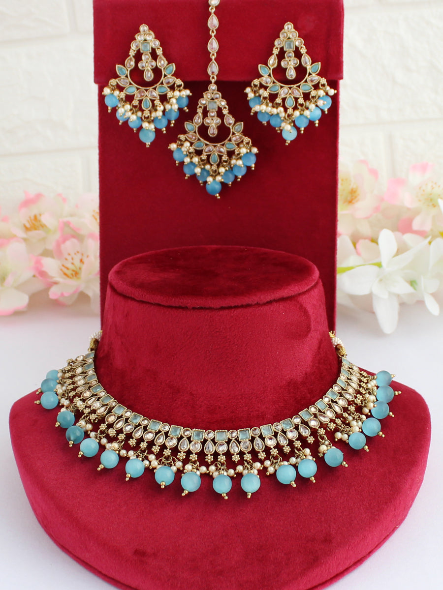 Shruti Necklace Set-Aqua