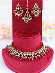 Shruti Necklace Set-Hot Pink
