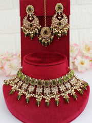 Rubina Choker Necklace Set-Mehndi Green