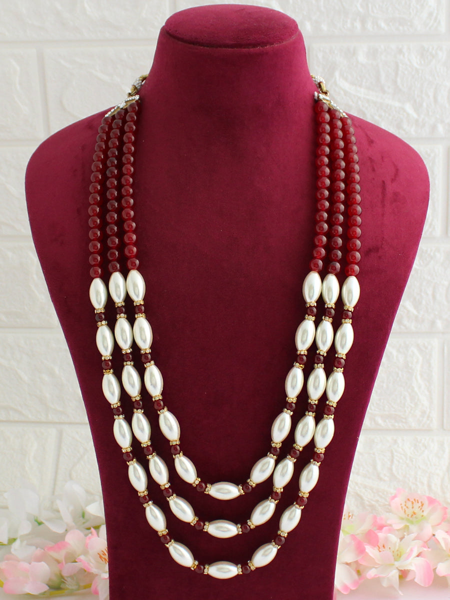 Raghav Groom Necklace-dark maroon