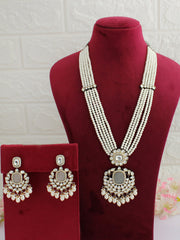 Shillong Long Necklace Set - Grey