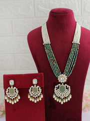 Shillong Long Necklace Set - Mint Green