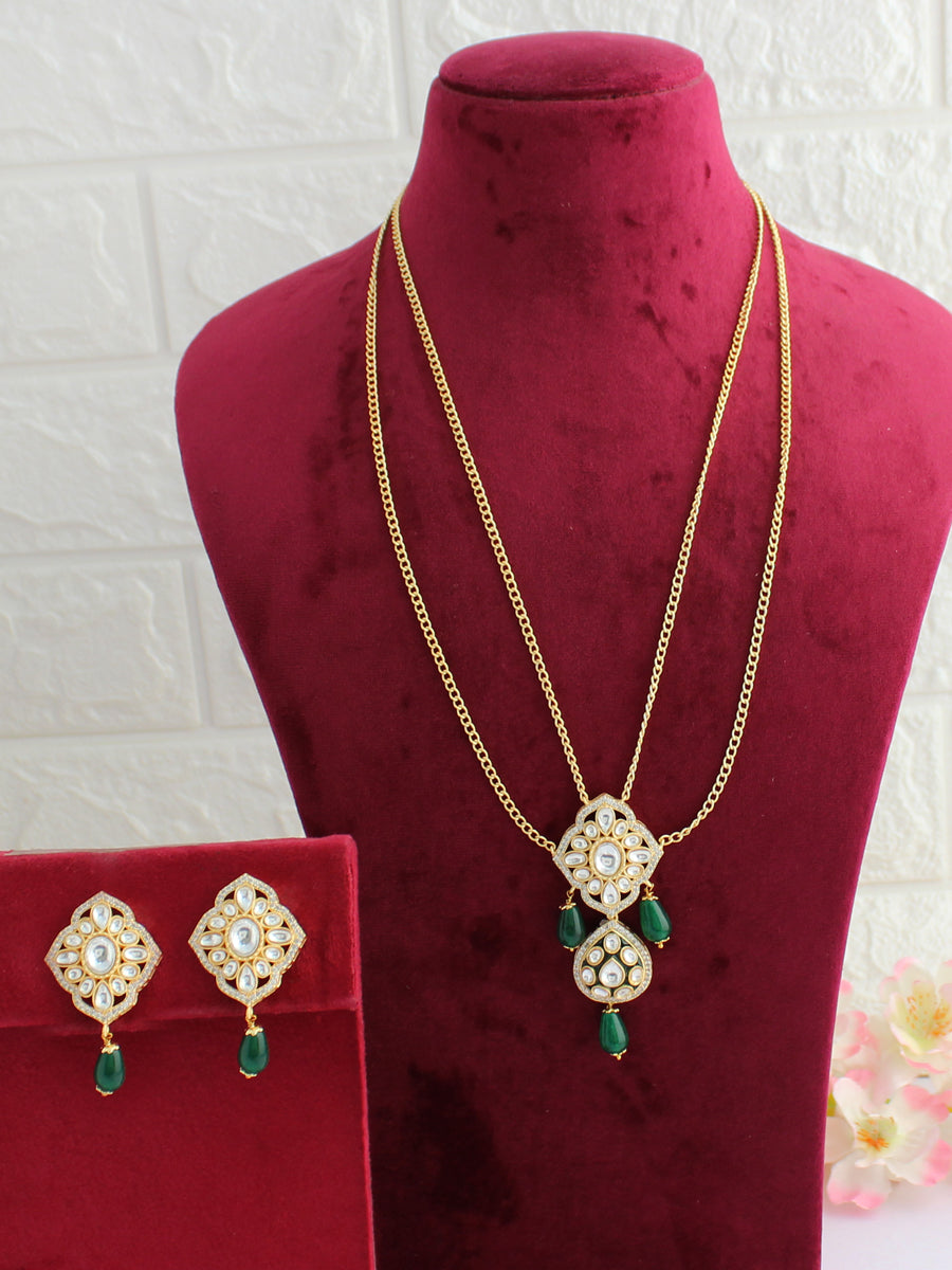 Ashima Long Necklace Set-Green