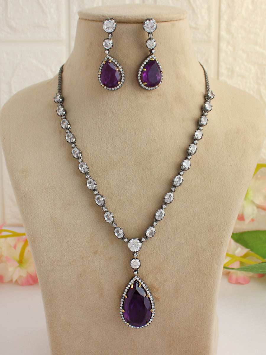 Fariha Necklace Set-Purple