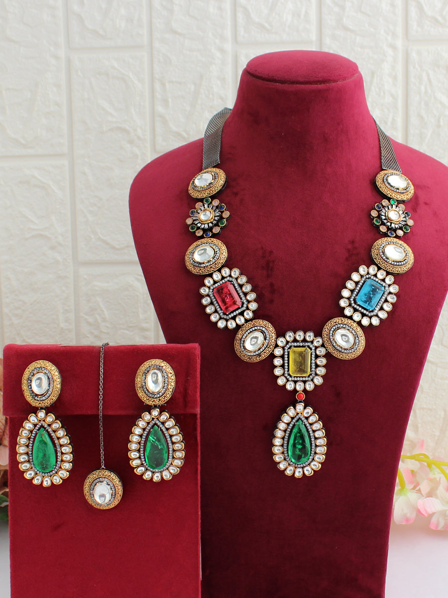 Chitrangada Necklace Set-Multi color
