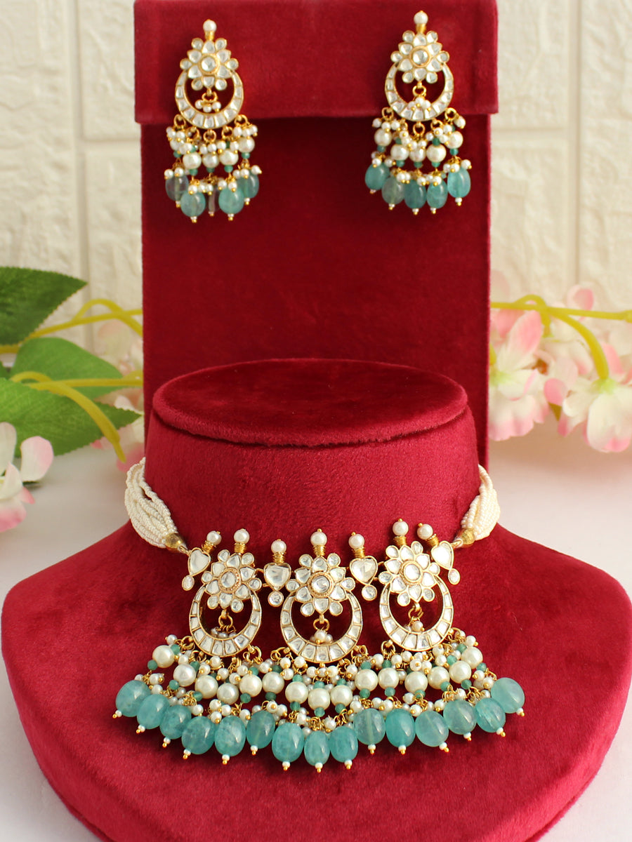 Naina Necklace Set-Aqua