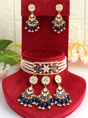 Siddhi Choker Necklace Set-Blue
