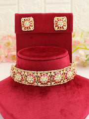 Nidhika Necklace Set-Hot pink