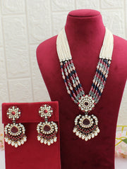Dhruvi Long Necklace Set-Hot Pink