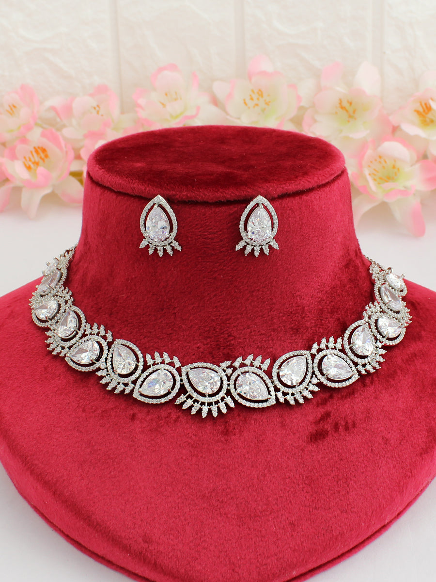 Aavya Necklace Set-Silver