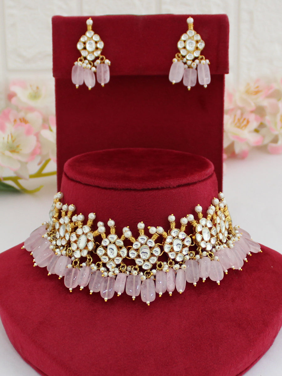 Yami Choker Necklace Set-Pastel Pink