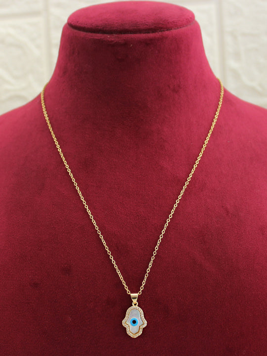 Hamsa Evil Eye Pendant Chain / Necklace-Golden