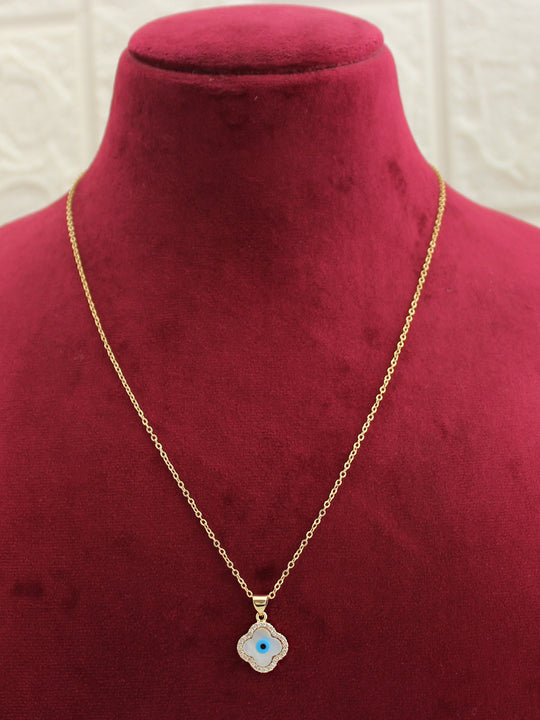Clover Evil Eye Pendant Chain / Necklace-Golden